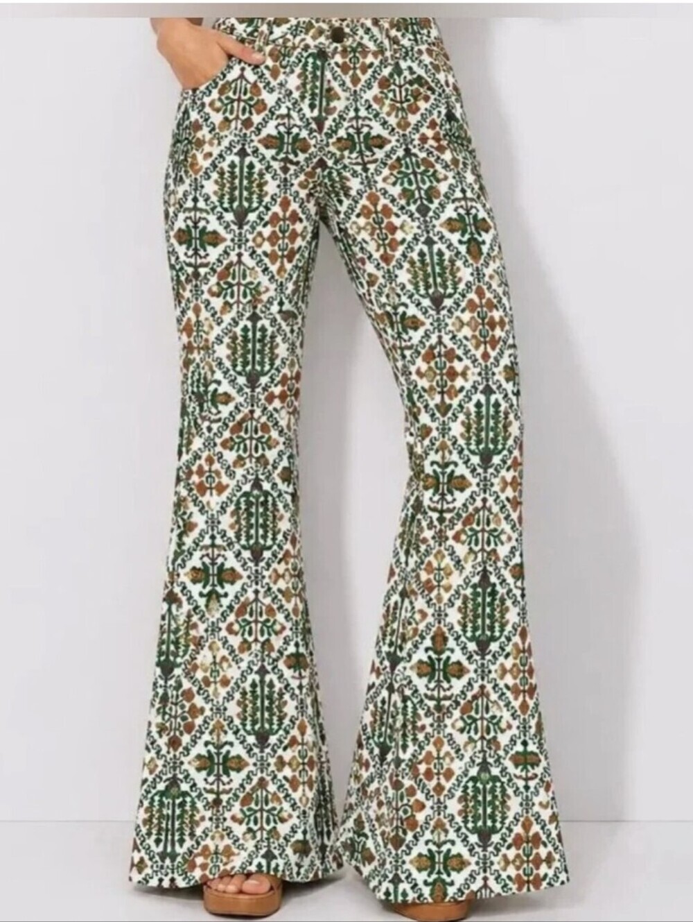 Wrangler High Rise Fierce Flare Jeans Vintage Garden 6x32 Boho Western 70s Retro